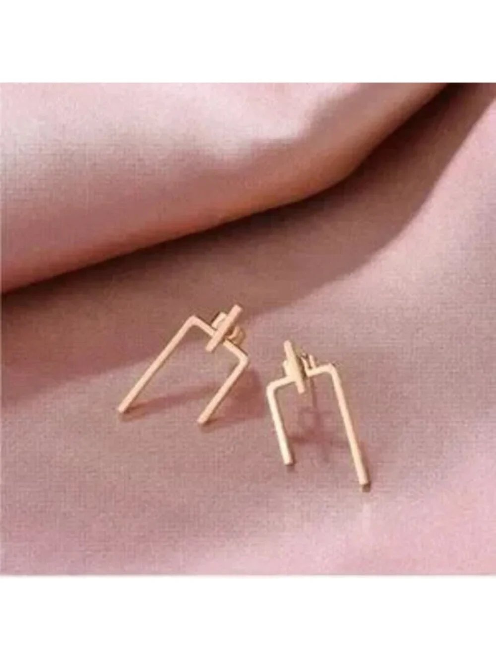 Gold 14k Gold Plated Geometric Bar Stud Earrings